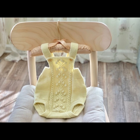 Baby Onesie 0-3 m Hand Knitted Organic Wool Romper Baby Clothes Gift Overalls - Picture 10 of 16